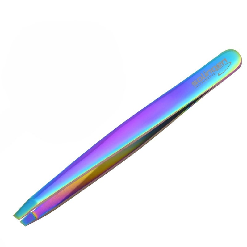 Professional Stainless Steel Eyebrow Tweezers â€“ Precision Slant Tip Hair Removal Tool for Women & Men, Glossy Finish, Facial Hair & Ingrown Hair Plucker, Salon-Quality Grooming (Multicolord)